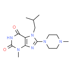 ChemSpider 2D Image | 7-Isobutyl-3-methyl-8-(4-methyl-1-piperazinyl)-3,7-dihydro-1H-purine-2,6-dione | C15H24N6O2