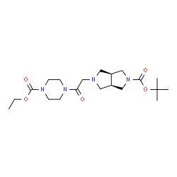 ChemSpider 2D Image | 2-Methyl-2-propanyl (3aR,6aS)-5-{2-[4-(ethoxycarbonyl)-1-piperazinyl]-2-oxoethyl}hexahydropyrrolo[3,4-c]pyrrole-2(1H)-carboxylate | C20H34N4O5