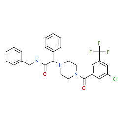 ChemSpider 2D Image | N-Benzyl-2-{4-[3-chloro-5-(trifluoromethyl)benzoyl]-1-piperazinyl}-2-phenylacetamide | C27H25ClF3N3O2