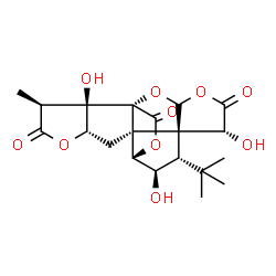 ChemSpider 2D Image | (1R,3R,6R,7S,8S,9R,10S,11S,13S,16S,17R)-6,9,17-Trihydroxy-16-methyl-8-(2-methyl-2-propanyl)-2,4,14,19-tetraoxahexacyclo[8.7.2.0~1,11~.0~3,7~.0~7,11~.0~13,17~]nonadecane-5,15,18-trione | C20H24O10