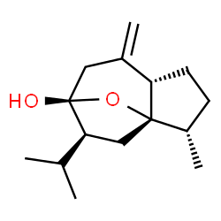 ChemSpider 2D Image | (1S,2S,5S,8S,9S)-9-Isopropyl-2-methyl-6-methylene-11-oxatricyclo[6.2.1.0~1,5~]undecan-8-ol | C15H24O2