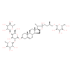 ChemSpider 2D Image | (3beta,16R,22R,25R)-26-(beta-D-Glucopyranosyloxy)-22-hydroxyfurost-5-en-3-yl 6-deoxy-alpha-L-mannopyranosyl-(1->2)-[6-deoxy-alpha-L-mannopyranosyl-(1->4)]-beta-D-galactopyranoside | C51H84O22