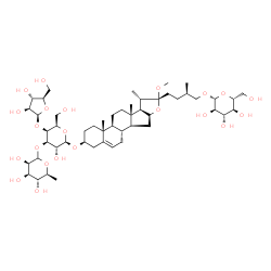 ChemSpider 2D Image | (3beta,16R,22R,25R)-26-(beta-D-Glucopyranosyloxy)-22-methoxyfurost-5-en-3-yl beta-D-arabinofuranosyl-(1->4)-[6-deoxy-L-mannopyranosyl-(1->3)]-beta-D-galactopyranoside | C51H84O22