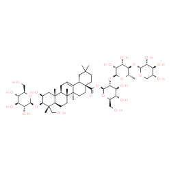 ChemSpider 2D Image | alpha-D-Xylopyranosyl-(1->4)-6-deoxy-alpha-L-mannopyranosyl-(1->2)-1-O-[(2beta,3beta)-3-(beta-D-glucopyranosyloxy)-2,23-dihydroxy-28-oxoolean-12-en-28-yl]-beta-D-glucopyranose | C53H86O23