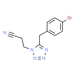 ChemSpider 2D Image | 3-[5-(4-Bromobenzyl)-1H-tetrazol-1-yl]propanenitrile | C11H10BrN5