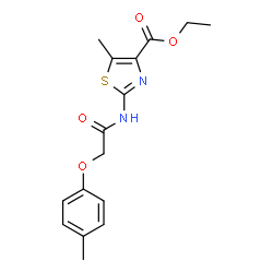 ChemSpider 2D Image | Ethyl 5-methyl-2-{[(4-methylphenoxy)acetyl]amino}-1,3-thiazole-4-carboxylate | C16H18N2O4S