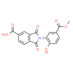 ChemSpider 2D Image | 2-[2-Hydroxy-5-(methoxycarbonyl)phenyl]-1,3-dioxo-5-isoindolinecarboxylic acid | C17H11NO7