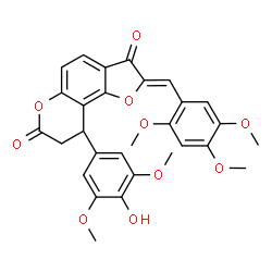 ChemSpider 2D Image | (2Z)-9-(4-Hydroxy-3,5-dimethoxyphenyl)-2-(2,4,5-trimethoxybenzylidene)-8,9-dihydro-7H-furo[2,3-f]chromene-3,7(2H)-dione | C29H26O10