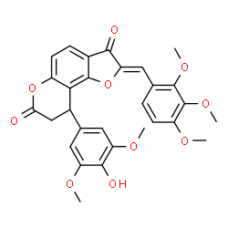 ChemSpider 2D Image | (2Z)-9-(4-Hydroxy-3,5-dimethoxyphenyl)-2-(2,3,4-trimethoxybenzylidene)-8,9-dihydro-7H-furo[2,3-f]chromene-3,7(2H)-dione | C29H26O10