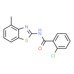 ChemSpider 2D Image | 2-Chloro-N-(4-methyl-1,3-benzothiazol-2-yl)benzamide | C15H11ClN2OS