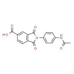 ChemSpider 2D Image | 2-(4-Acetamidophenyl)-1,3-dioxo-5-isoindolinecarboxylic acid | C17H12N2O5