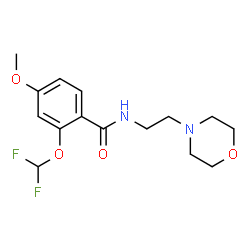 ChemSpider 2D Image | 2-(Difluoromethoxy)-4-methoxy-N-[2-(4-morpholinyl)ethyl]benzamide | C15H20F2N2O4