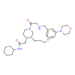 ChemSpider 2D Image | N-Cyclohexyl-2-[(16R,17S)-8-(4-morpholinyl)-2-oxo-12-oxa-1,4-diazatricyclo[14.3.1.0~6,11~]icosa-6,8,10-trien-17-yl]acetamide | C29H44N4O4