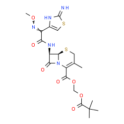 ChemSpider 2D Image | [(2,2-Dimethylpropanoyl)oxy]methyl (6R,7R)-7-{[(2E)-2-(2-imino-2,3-dihydro-1,3-thiazol-4-yl)-2-(methoxyimino)acetyl]amino}-3-methyl-8-oxo-5-thia-1-azabicyclo[4.2.0]oct-2-ene-2-carboxylate | C20H25N5O7S2