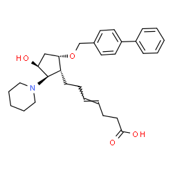 ChemSpider 2D Image | 7-[(1R,2R,3S,5S)-3-hydroxy-5-[(4-phenylphenyl)methoxy]-2-(1-piperidinyl)cyclopentyl]-4-heptenoic acid | C30H39NO4