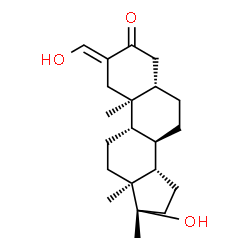 ChemSpider 2D Image | (2E,5?,17?)-17-hydroxy-2-(hydroxymethylene)-17-methylandrostan-3-one | C21H32O3