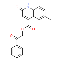 ChemSpider 2D Image | 2-Oxo-2-phenylethyl 6-methyl-2-oxo-1,2-dihydro-4-quinolinecarboxylate | C19H15NO4