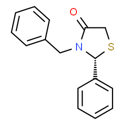 ChemSpider 2D Image | (2R)-3-Benzyl-2-phenyl-1,3-thiazolidin-4-one | C16H15NOS