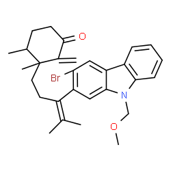 ChemSpider 2D Image | 3-{3-[3-Bromo-9-(methoxymethyl)-9H-carbazol-2-yl]-4-methyl-3-penten-1-yl}-3,4-dimethyl-2-methylenecyclohexanone | C29H34BrNO2