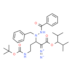ChemSpider 2D Image | 2,4-Dimethyl-3-pentanyl 3-(2-benzoyl-1-benzylhydrazino)-2-diazo-5-({[(2-methyl-2-propanyl)oxy]carbonyl}amino)pentanoate | C31H43N5O5