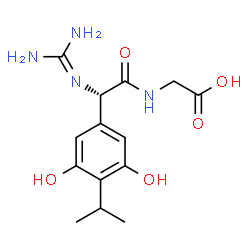 ChemSpider 2D Image | N-(a-Guanidino-3,5-dihydroxy-4-isopropylphenylacetyl)glycine | C14H20N4O5