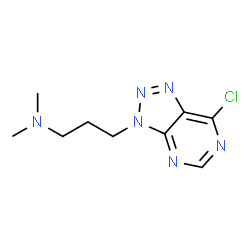 ChemSpider 2D Image | 3-(7-Chloro-3H-[1,2,3]triazolo[4,5-d]pyrimidin-3-yl)-N,N-dimethyl-1-propanamine | C9H13ClN6