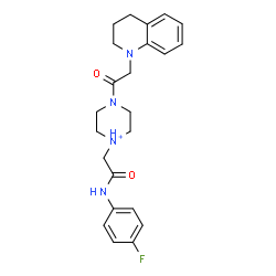 ChemSpider 2D Image | 4-(3,4-Dihydro-1(2H)-quinolinylacetyl)-1-{2-[(4-fluorophenyl)amino]-2-oxoethyl}piperazin-1-ium | C23H28FN4O2