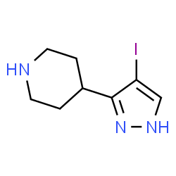 ChemSpider 2D Image | 4-(4-Iodo-1H-pyrazol-3-yl)piperidine | C8H12IN3