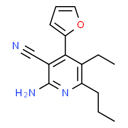 ChemSpider 2D Image | 2-Amino-5-ethyl-4-(2-furyl)-6-propylnicotinonitrile | C15H17N3O