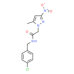 ChemSpider 2D Image | N-(4-Chlorobenzyl)-2-(5-methyl-3-nitro-1H-pyrazol-1-yl)acetamide | C13H13ClN4O3