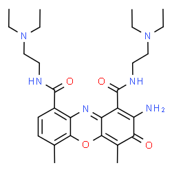 ChemSpider 2D Image | 2-Amino-N,N'-bis[2-(diethylamino)ethyl]-4,6-dimethyl-3-oxo-3H-phenoxazine-1,9-dicarboxamide | C28H40N6O4