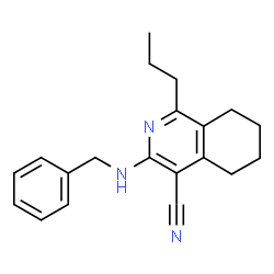 ChemSpider 2D Image | 3-(Benzylamino)-1-propyl-5,6,7,8-tetrahydro-4-isoquinolinecarbonitrile | C20H23N3