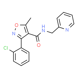 ChemSpider 2D Image | 3-(2-Chlorophenyl)-5-methyl-N-(2-pyridinylmethyl)-1,2-oxazole-4-carboxamide | C17H14ClN3O2