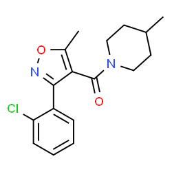 ChemSpider 2D Image | [3-(2-Chlorophenyl)-5-methyl-1,2-oxazol-4-yl](4-methyl-1-piperidinyl)methanone | C17H19ClN2O2