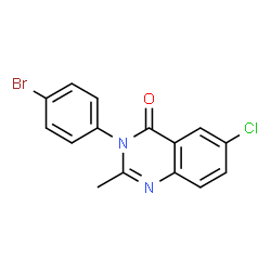 ChemSpider 2D Image | 3-(4-Bromophenyl)-6-chloro-2-methyl-4(3H)-quinazolinone | C15H10BrClN2O
