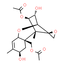 ChemSpider 2D Image | (2alpha,3alpha,4beta,5alpha,6beta,8beta,11xi,12R)-3,8-Dihydroxy-12,13-epoxytrichothec-9-ene-4,15-diyl diacetate | C19H26O8