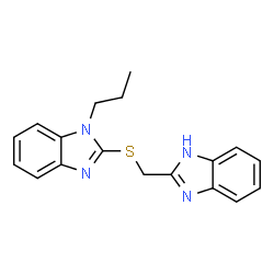 ChemSpider 2D Image | 2-[(1H-Benzimidazol-2-ylmethyl)sulfanyl]-1-propyl-1H-benzimidazole | C18H18N4S