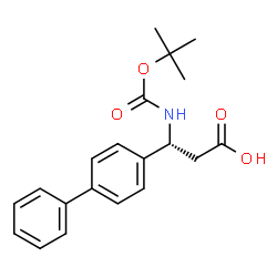 ChemSpider 2D Image | (3R)-3-(4-Biphenylyl)-3-({[(2-methyl-2-propanyl)oxy]carbonyl}amino)propanoic acid | C20H23NO4