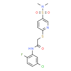 ChemSpider 2D Image | N-(5-Chloro-2-fluorophenyl)-2-{[5-(dimethylsulfamoyl)-2-pyridinyl]sulfanyl}acetamide | C15H15ClFN3O3S2