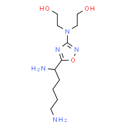 ChemSpider 2D Image | 2,2'-{[5-(1,5-Diaminopentyl)-1,2,4-oxadiazol-3-yl]imino}diethanol | C11H23N5O3