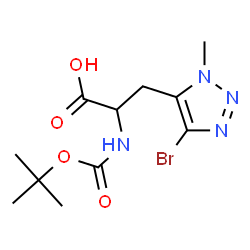 ChemSpider 2D Image | 3-(4-Bromo-1-methyl-1H-1,2,3-triazol-5-yl)-N-{[(2-methyl-2-propanyl)oxy]carbonyl}alanine | C11H17BrN4O4