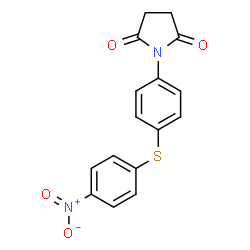 ChemSpider 2D Image | 1-{4-[(4-Nitrophenyl)sulfanyl]phenyl}-2,5-pyrrolidinedione | C16H12N2O4S