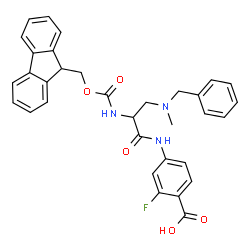 ChemSpider 2D Image | 4-({3-[Benzyl(methyl)amino]-N-[(9H-fluoren-9-ylmethoxy)carbonyl]alanyl}amino)-2-fluorobenzoic acid | C33H30FN3O5