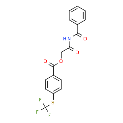 ChemSpider 2D Image | 2-(Benzoylamino)-2-oxoethyl 4-[(trifluoromethyl)sulfanyl]benzoate | C17H12F3NO4S