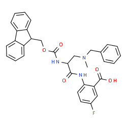 ChemSpider 2D Image | 2-({3-[Benzyl(methyl)amino]-N-[(9H-fluoren-9-ylmethoxy)carbonyl]alanyl}amino)-5-fluorobenzoic acid | C33H30FN3O5