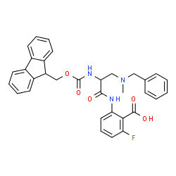 ChemSpider 2D Image | 2-({3-[Benzyl(methyl)amino]-N-[(9H-fluoren-9-ylmethoxy)carbonyl]alanyl}amino)-6-fluorobenzoic acid | C33H30FN3O5