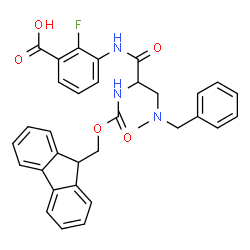 ChemSpider 2D Image | 3-({3-[Benzyl(methyl)amino]-N-[(9H-fluoren-9-ylmethoxy)carbonyl]alanyl}amino)-2-fluorobenzoic acid | C33H30FN3O5