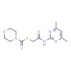 ChemSpider 2D Image | 2-[(4,6-Dimethyl-2-pyrimidinyl)amino]-2-oxoethyl 4-morpholinecarbodithioate | C13H18N4O2S2