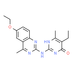 ChemSpider 2D Image | 2-[(6-Ethoxy-4-methyl-2-quinazolinyl)amino]-5-ethyl-6-methyl-4(1H)-pyrimidinone | C18H21N5O2