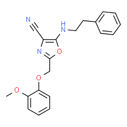 ChemSpider 2D Image | 2-(2-Methoxy-phenoxymethyl)-5-phenethylamino-oxazole-4-carbonitrile | C20H19N3O3